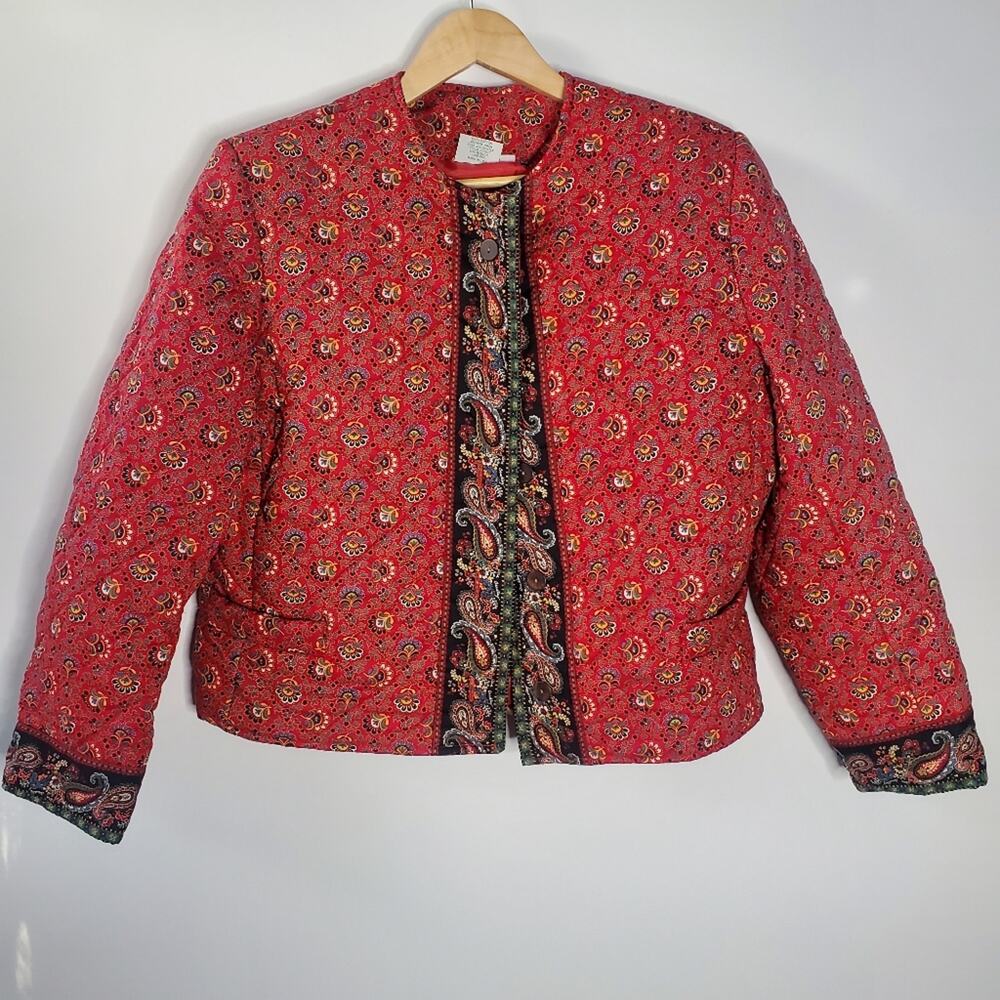 Vintage Vera Brandley micro paisley print cotton puffer lightweight coat